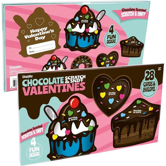 Chocolate Scented Valentine's Day Cards– 28 Pack with Envelopes‎ Scratch & Sniff - Picture 2 of 6